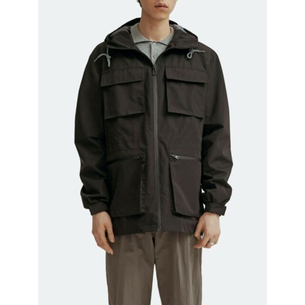 Noize Windbreaker Techno Bonded Hooded Rain Jacket Long Sleeve Black SZ X-Large
